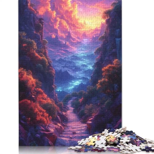 1000-teiliges Puzzle für Erwachsene, buntes Landschaftspuzzle für Erwachsene, Holzpuzzle, entspannendes geistiges Lernspielzeug, Größe: 75 x 50 cm von LiJianXXO