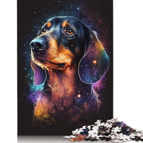 1000-teiliges Puzzle für Erwachsene, farbenfrohes Galaxie-Dackel-Puzzle, Kartonpuzzle, Lernspielzeug, Größe: 38 x 26 cm von LiJianXXO