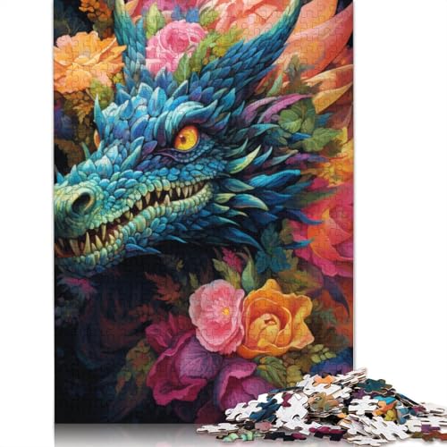 1000-teiliges Puzzle für Erwachsene, farbenfrohes Gemälde, Drachen-Puzzle für Erwachsene, Holzpuzzle, Heimdekoration, Größe: 75 x 50 cm von LiJianXXO