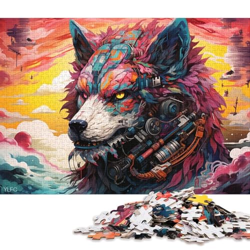 1000-teiliges Puzzle für Erwachsene, farbenfrohes Roboter-Wolf-Puzzle, Holzpuzzle, Familiendekoration 75x50cm/1000 Teile von LiJianXXO