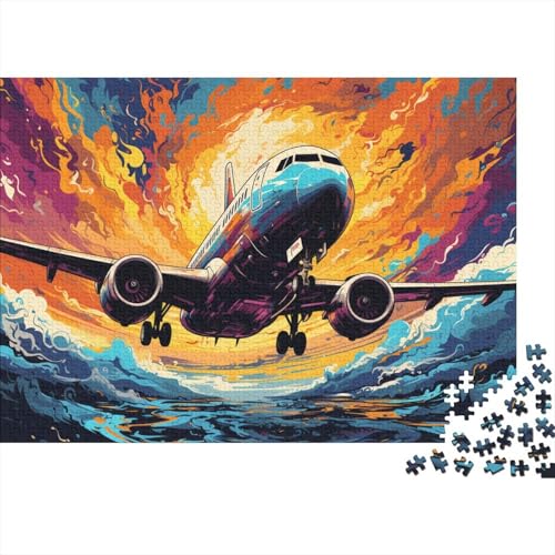 1000-teiliges Puzzle für Erwachsene, farbenfrohes psychedelisches Flugzeug-Puzzle für Erwachsene, Holzpuzzle, Lernspiel, Herausforderungsspielzeug, Größe 50 x 75 cm von LiJianXXO