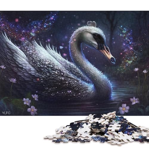 1000-teiliges Puzzle für Erwachsene, magischer weißer Schwan, Puzzle für Erwachsene, Kartonpuzzle, lustiges Geschenk 38x26cm/1000 Teile von LiJianXXO