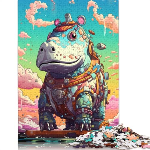 1000-teiliges Puzzle für Erwachsene, süßes Nilpferd-Roboter-Puzzle für Erwachsene, Karton-Puzzle, Lernspiel für Erwachsene und Kinder, 38 x 26 cm von LiJianXXO