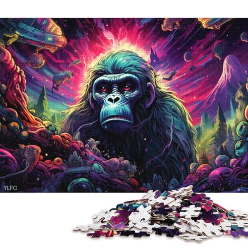 1000-teiliges Puzzle für Erwachsene und Kinder, Astronauten-AFFE-Puzzle für Erwachsene, Kartonpuzzle, interessantes Puzzle zur Stressreduzierung 38x26cm/1000 Teile von LiJianXXO