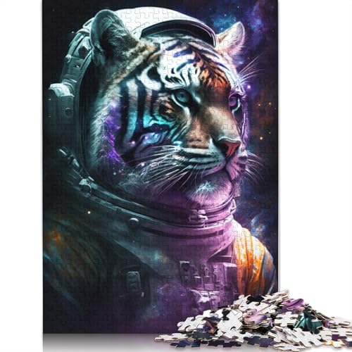 1000-teiliges Puzzle für Erwachsene und Kinder, Astronauten-Tiger-Puzzle für Kinder, Holzpuzzle, Spielzeug, Denkspiel (Größe 75 x 50 cm) von LiJianXXO