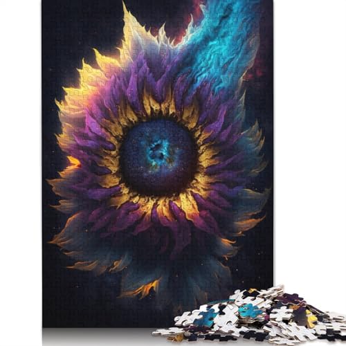 1000-teiliges Puzzle für Erwachsene und Kinder, Galaxie-Sonnenblumen-Puzzle für Kinder, Holzpuzzle, Spielzeug, Denkspiel (Größe 75 x 50 cm) von LiJianXXO