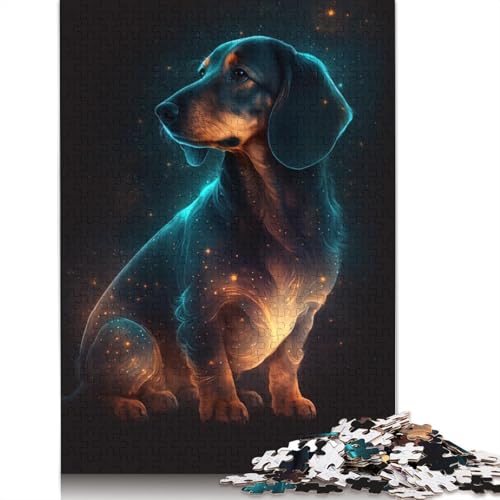 1000-teiliges Puzzle für Erwachsene und Kinder, farbenfrohes Galaxie-Dackel-Puzzle für Kinder, Holzpuzzle, Spielzeug, Denkspiel (Größe 75 x 50 cm) von LiJianXXO