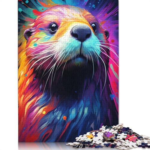 1000-teiliges Puzzle für Erwachsene und Kinder, farbenfrohes Otter-Puzzle für Erwachsene, Holzpuzzle, Heimkunstdekor, Größe: 75 x 50 cm von LiJianXXO