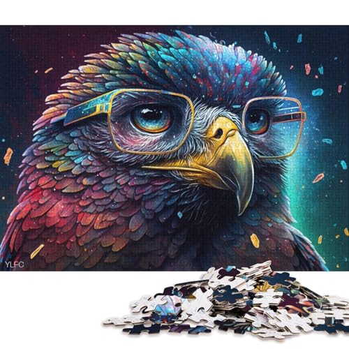 1000-teiliges Puzzle für Erwachsene und Kinder, kosmischer Adler mit Brille, Puzzle für Erwachsene, Holzpuzzle, Heimdekoration (Größe 75 * 50 cm) von LiJianXXO