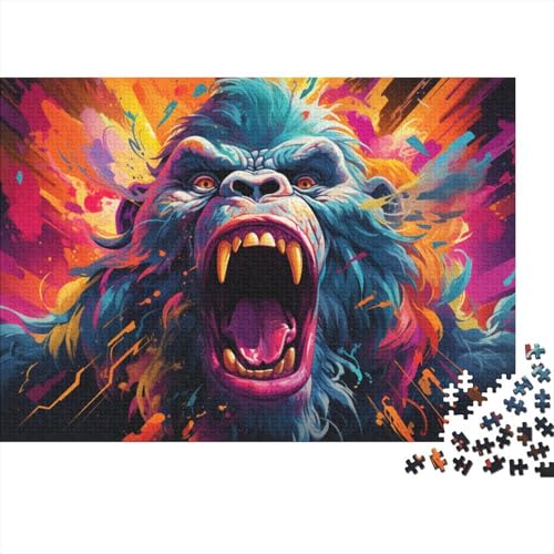 1000-teiliges Puzzlespiel, farbenfrohes, wütendes Orang-Utan-Puzzle, Holzpuzzle, Heimdekoration, Puzzlegröße 50 x 75 cm von LiJianXXO