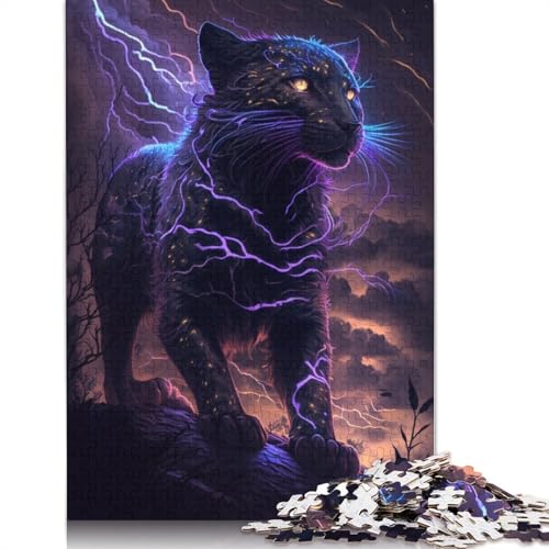 1000-teiliges Puzzlespiel Fantasy Black Leopard – Puzzle für Erwachsene aus Karton, zum Entspannen, geistiges Lernspielzeug, Größe: 38 x 26 cm von LiJianXXO