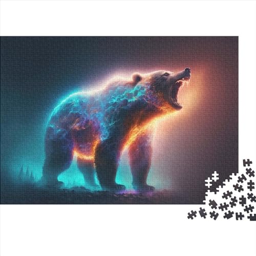 1000-teiliges Puzzlespiel Fierce Brown Bear – Puzzle für Erwachsene aus Holz – Anspruchsvolles Spiel – Größe 50 x 75 cm von LiJianXXO