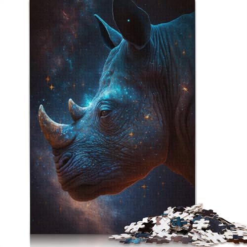 1000-teiliges Puzzlespiel Galaxie-Tier-Nashorn Puzzle für Erwachsene, Kartonpuzzle, Lernspiel, Größe: 38 x 26 cm von LiJianXXO