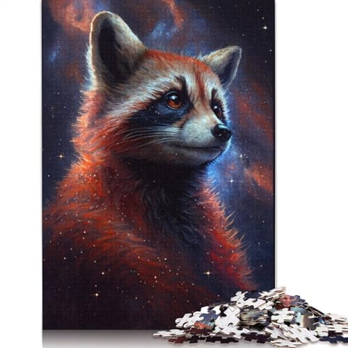 1000-teiliges Puzzlespiel Galaxy Red Raccoon Puzzle für Erwachsene, Holzpuzzle, Lernspiel, Größe: 75 x 50 cm von LiJianXXO