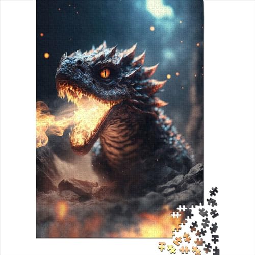 300-teiliges Puzzle für Erwachsene, Baby-Feuerdrache, Puzzle für Erwachsene, Holzbrett-Puzzle, entspannendes geistiges Lernspielzeug, Größe 40 x 28 cm von LiJianXXO