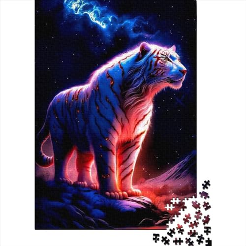 300-teiliges Tiger-Puzzle für Erwachsene, Holzbrett-Puzzle, Lernspiele, Heimdekoration, Puzzlegröße 40 x 28 cm von LiJianXXO