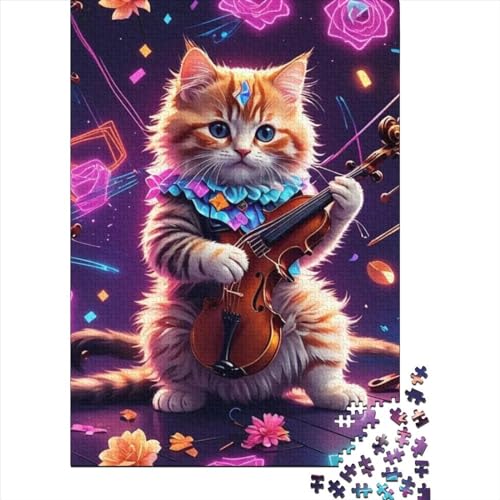 500-teiliges Puzzle für Erwachsene, Traumkatze, Puzzle für Erwachsene, Holzbrettpuzzle, Lernspiel, Herausforderungsspielzeug, Größe 52 x 38 cm von LiJianXXO