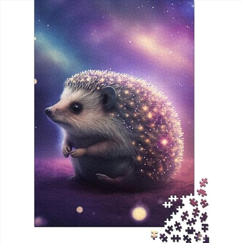 500-teiliges Puzzle für Erwachsene, farbenfrohes Neon-Igel-Puzzle für Erwachsene, Holzbrett-Puzzle, entspannendes geistiges Lernspielzeug, Größe 52 x 38 cm von LiJianXXO