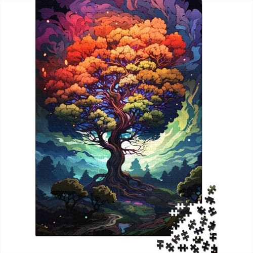 Aurora-Baum, farbenfroher Psychedelischer Baum, Puzzlespiele für Erwachsene, Puzzle 1000 Teile, Puzzle für Erwachsene, Spiele für Erwachsene, Jugendliche und Kinder (Größe 75 x 50 cm) von LiJianXXO