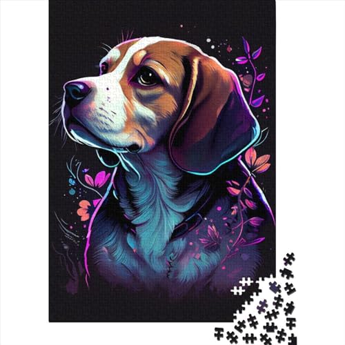 Beagle-Hund, buntes Hundepuzzle für Erwachsene, 1000-teiliges großes Puzzle für Erwachsene, nachhaltiges Puzzle für Erwachsene (Größe 75 x 50 cm) von LiJianXXO