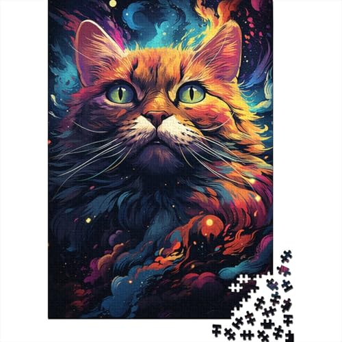 Bunte Katze im Weltraum-Puzzle 1000 Teile, Puzzle für Erwachsene, Puzzlespielzeug, Teenager-Puzzle, Geschenke, Wanddekoration (Größe 75 x 50 cm) von LiJianXXO