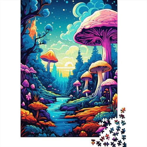 Bunte Kunst-Pilze-Puzzles für Erwachsene, 1000-teiliges Puzzle für Erwachsene, Puzzle aus Holz, kreativ für Erwachsene, anspruchsvolles Spiel (Größe 75 x 50 cm) von LiJianXXO