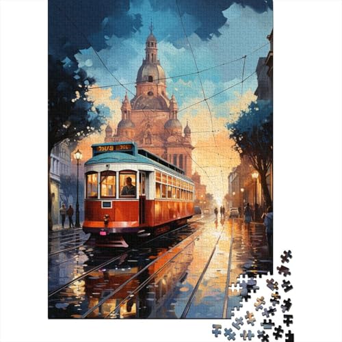 Bunte Psychedelia in Lissabon-Puzzles, 1000 Teile, Holzpuzzle für Erwachsene und Kinder, Puzzlespiele, Lernspielzeug (Größe 75 x 50 cm) von LiJianXXO