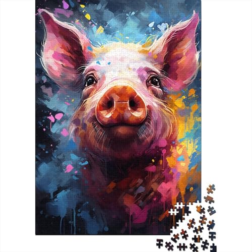 Bunte Psychedelie mit süßen, bunten Schweinen. Puzzle für Erwachsene, 1000 Teile. Puzzle für Erwachsene. Kreatives Puzzle aus Holz für Erwachsene. Anspruchsvolles Spiel (Größe 75 x 50 cm) von LiJianXXO