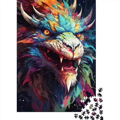 Buntes Drachen-Puzzle für Erwachsene, 1000-teiliges Puzzle für Erwachsene, Puzzle aus Holz, kreativ für Erwachsene, anspruchsvolles Spiel (Größe 75 x 50 cm) von LiJianXXO