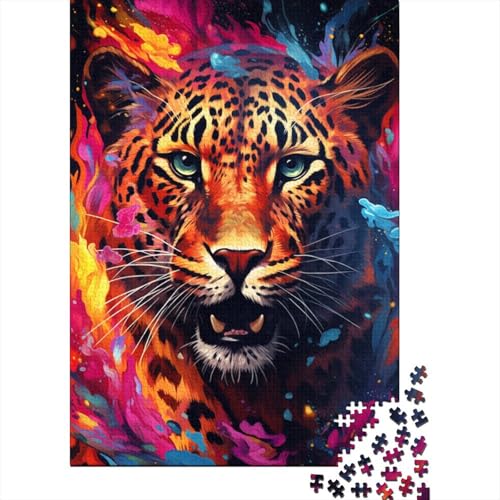 Buntes psychedelisches Leoparden-Puzzle 1000 Teile, Puzzlespiele für Erwachsene, Lernspielzeug, Puzzle für Kinder, Weihnachts- und Geburtstagsgeschenke (Größe 75 x 50 cm) von LiJianXXO