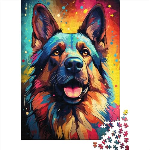 Exotisches, farbenfrohes Puzzle mit deutschem Schäferhund, 1000 Puzzleteile für Erwachsene und Kinder, Puzzle-Sets für das Familien-Lernspiel (Größe 75 x 50 cm) von LiJianXXO