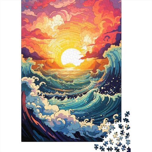 Fantasy-Wellen bei Sonnenuntergang, Puzzle 1000 Teile, Puzzle für Erwachsene und Kinder, Puzzle-Sets für das Familien-Lernspiel (Größe 75 x 50 cm) von LiJianXXO