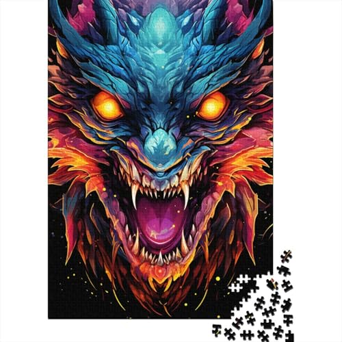 Farbenfrohes psychedelisches kosmisches Drachen-Puzzle für Erwachsene, 1000-teiliges Puzzle für Erwachsene, Puzzle aus Holz, kreativ für Erwachsene, anspruchsvolles Spiel (Größe 75 x 50 cm) von LiJianXXO