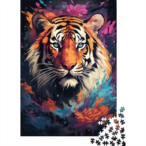 Fierce Painting Fire Tiger Puzzle-Spiele für Erwachsene, Puzzle 1000 Teile, Puzzle für Erwachsene, Spiele für Erwachsene, Jugendliche und Kinder (Größe 75 x 50 cm) von LiJianXXO