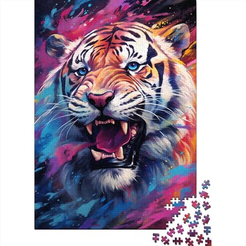 Holzpuzzle 1000 Teile Straßengraffiti Buntes Tiger-Puzzle Familienspiel Puzzles Erwachsene und Kinder (Größe 75 x 50 cm) von LiJianXXO