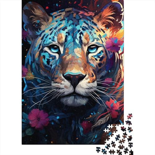 Holzpuzzle-Spielzeug für Kinder, 1000 Teile, Die farbenfrohe Psychedelia der Galaxie, Leoparden-Puzzles für Jungen und Mädchen, Lernspiele für Kinder ab 12 Jahren (Größe 75 x 50 cm) von LiJianXXO