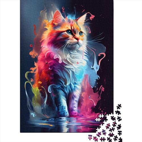 Katzen-Puzzle, buntes Holzpuzzle für Erwachsene, 1000 Teile, 1000-teiliges Puzzle für Erwachsene (Größe 75 x 50 cm) von LiJianXXO