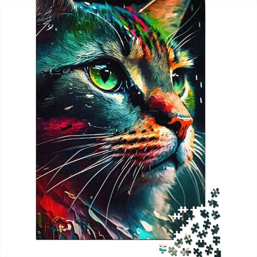 Lebhaft buntes Katzengesicht-Holzpuzzle für Erwachsene Teenager. 1000 Teile Puzzle für Erwachsene ganze Familie und die (Größe 75 x 50 cm) von LiJianXXO