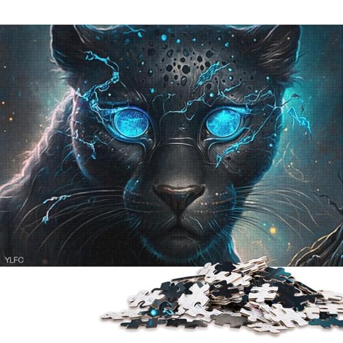 Lustiges Puzzle für Erwachsene, 1000 Teile, magischer schwarzer Leopardenkrieger, Puzzle für Erwachsene, Kartonpuzzle, Heimdekoration 38x26cm/1000 Teile von LiJianXXO