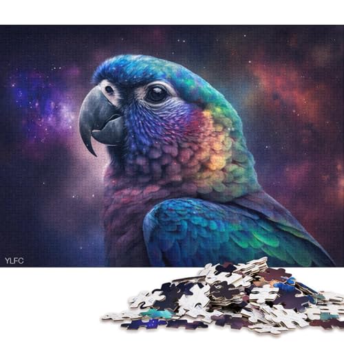 Lustiges Puzzle für Erwachsene, 1000-teiliges kosmisches Galaxie-Papagei-Puzzle für Erwachsene, Kartonpuzzle, Heimdekoration 38x26cm/1000 Teile von LiJianXXO