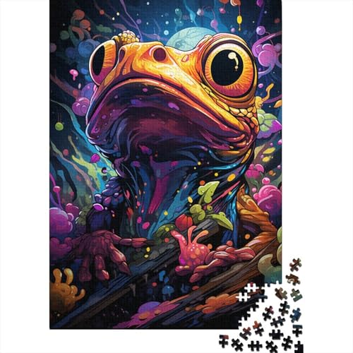 Malen, Farbe, Frosch, Puzzle für Erwachsene, 1000-teiliges Puzzle für Erwachsene, Puzzle aus Holz, kreativ für Erwachsene, anspruchsvolles Spiel (Größe 75 x 50 cm) von LiJianXXO