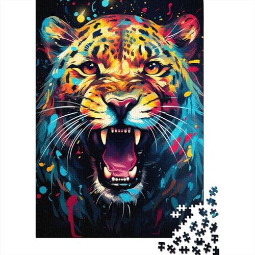 Malerei-Kunst-Leoparden-Puzzle, 1000 Teile, Puzzle für Erwachsene und Kinder, Spielzeug-Puzzle, einzigartiges, schwieriges und herausforderndes Puzzle-Spiel, Spielzeug-Geschenk (Größe 75 x 50 cm) von LiJianXXO