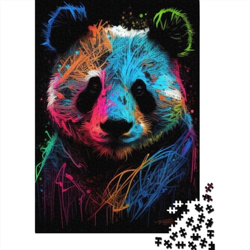 Panda-Tier-Pop-Art-Bär-Puzzle 1000 Teile für Erwachsene, Holzpuzzle für Erwachsene und Teenager, 1000-teiliges Puzzle (Größe 75 x 50 cm) von LiJianXXO