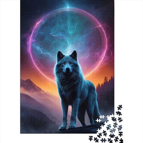 Puzzle, 500 Teile, Astralwolf-Puzzle für Erwachsene und Kinder, Holzpuzzle, geeignet für Kinder ab 12 Jahren, lustige Puzzlespiele, Größe 52 x 38 cm von LiJianXXO