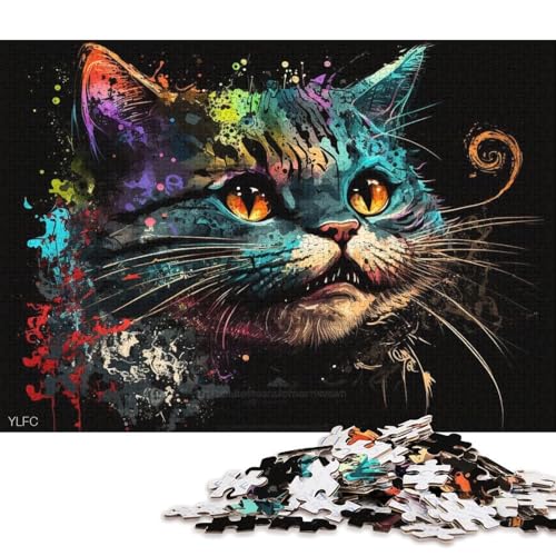 Puzzle, Bunte Fantasiekatze, 1000 Teile, Puzzle für Erwachsene, Holzpuzzle für Erwachsene und Kinder ab 12 Jahren, Lernspiele für zu Hause, DIY-Spielzeug (Größe 75 * 50 cm) von LiJianXXO