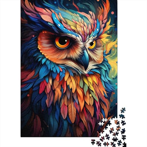 Puzzle, Malerei, Farbe, Tier, Eule, 1000 Teile, Holzpuzzle für Erwachsene und Kinder ab 12 Jahren, tolles Geschenk für die ganze Familie, 50 x 75 cm von LiJianXXO