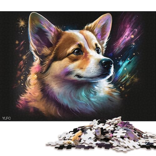 Puzzle, farbenfrohes Corgi-Puzzle, 1000 Teile, Kartonpuzzle für Erwachsene und Kinder ab 12 Jahren, Lernpuzzle 38x26cm/1000 Teile von LiJianXXO