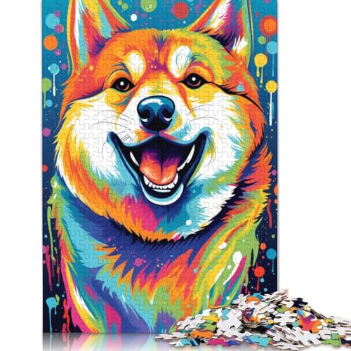 Puzzle, farbenfrohes Shiba-Puzzle, 1000 Teile, für Erwachsene, Kartonpuzzle für Erwachsene und Kinder ab 12 Jahren, tolles Geschenk für Erwachsene, Größe: 38 x 26 cm von LiJianXXO