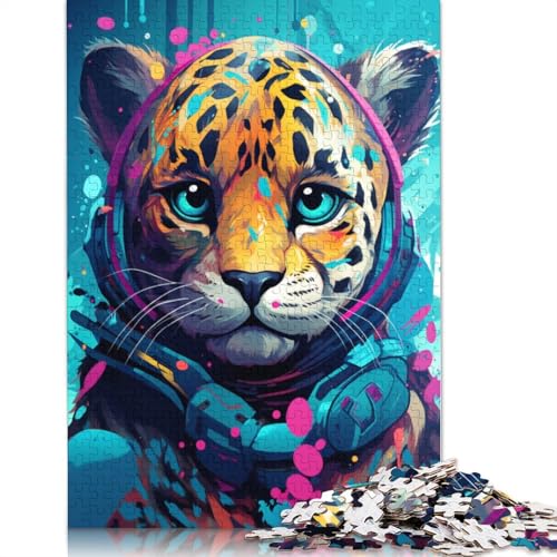 Puzzle 1000 Teile, Baby-Leoparden-Astronaut, Puzzle für Kinder, Kartonpuzzle, Familienaktivität, 38 x 26 cm von LiJianXXO