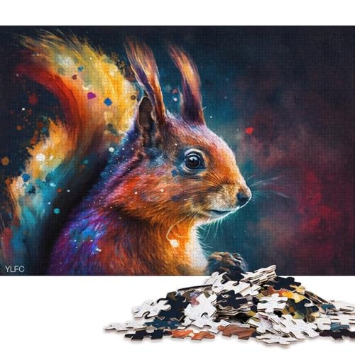 Puzzle 1000 Teile, Buntes Eichhörnchen-Puzzle für Erwachsene, Holzpuzzle, Lernspiel, Herausforderungsspielzeug 75x50cm/1000 Stück von LiJianXXO